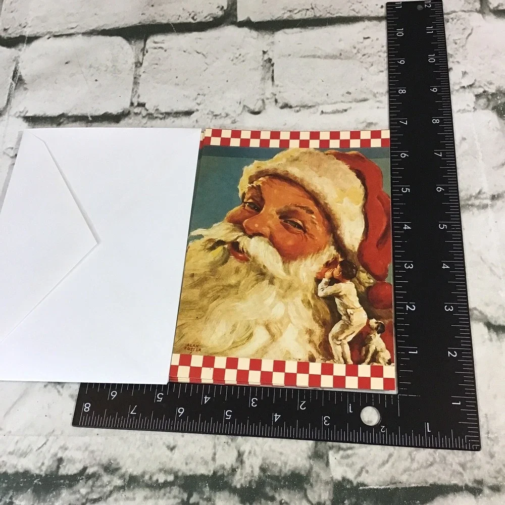 Vintage 90's Christmas Cards Lot Of 6 W/Envelopes Alan Foster Art Santa Claus